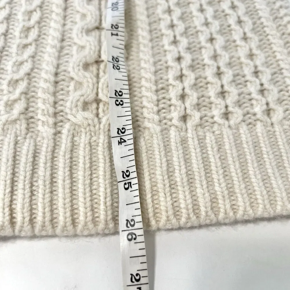 Club Monaco Sz M Itlalian Cashmere Chunky Cable Knit Cardigan Button Sweater - Picture 6 of 8